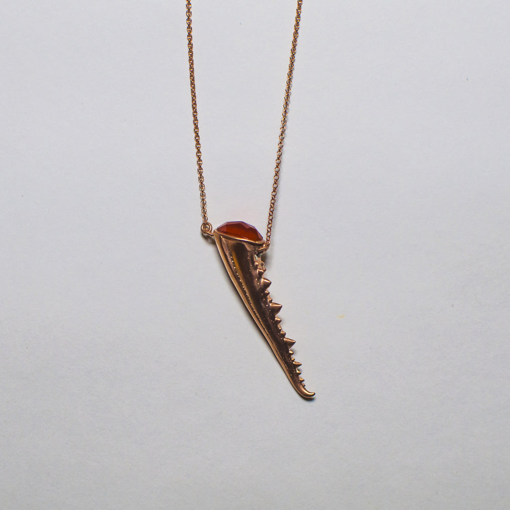 Carnelian & Grenade Crab Claw Necklace