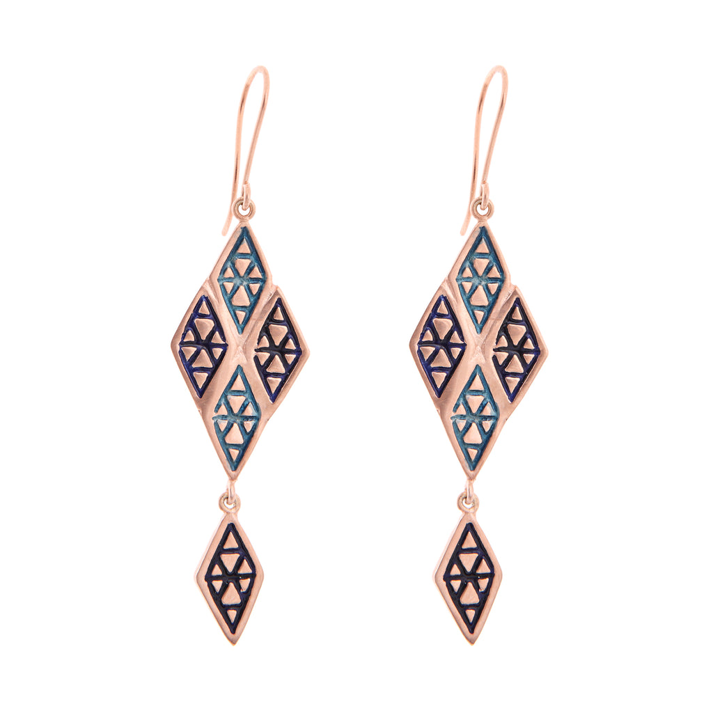 Long Logo Enamel Earrings